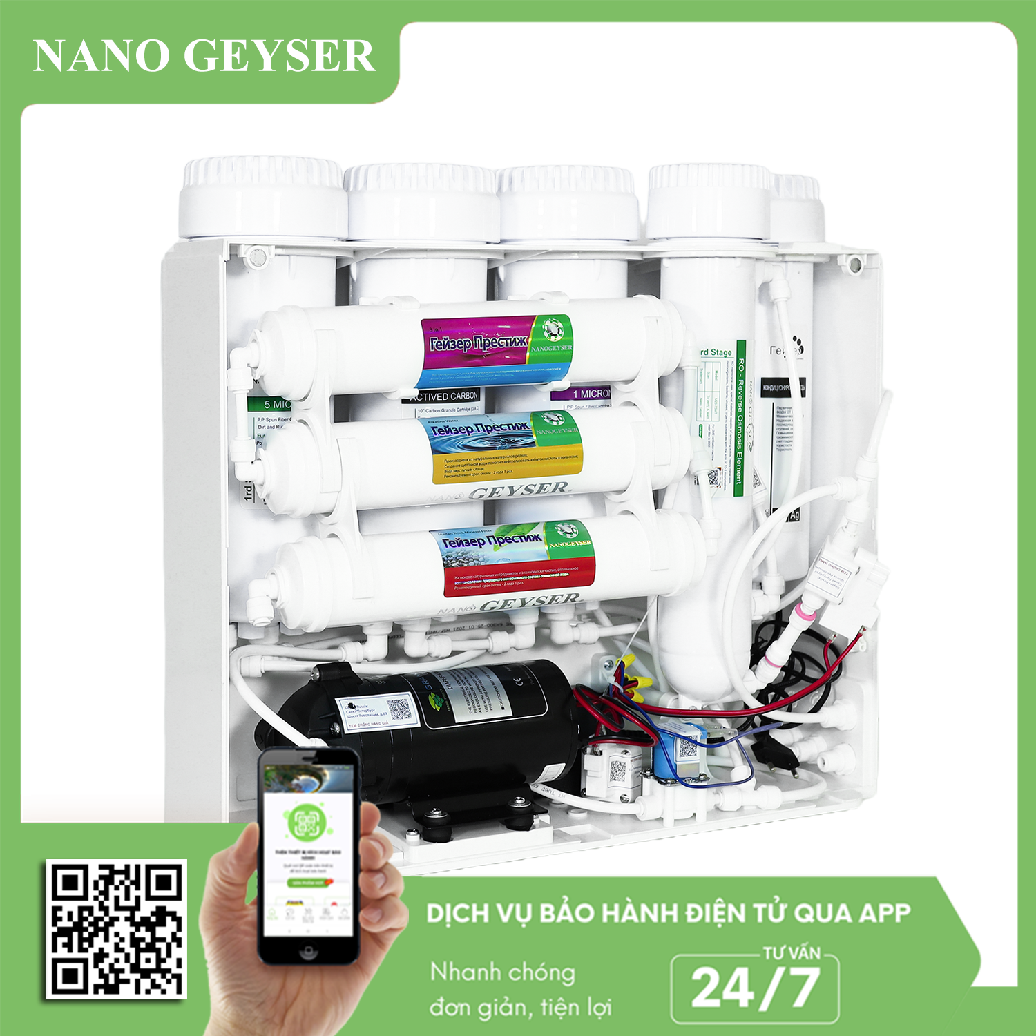 Máy lọc nước Nano Geyser ECO C8 công nghệ RO - Hàng Chính Hãng