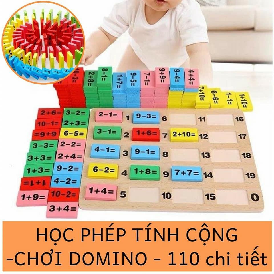 Đồ chơi gỗ bộ Domino toán học 110 quân cho bé thông minh - đồ chơi giáo dục cho trẻ