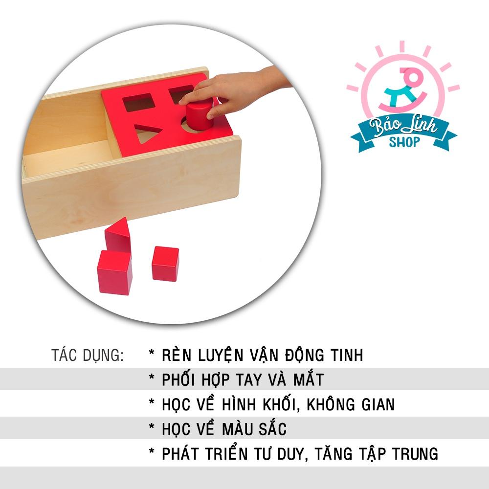 Giáo cụ Montessori 0-3 - Hộp thả hình khối lật mở CHUẨN MONTESSORI cho bé từ 18-24 phát triển trí tuệ, tập trung