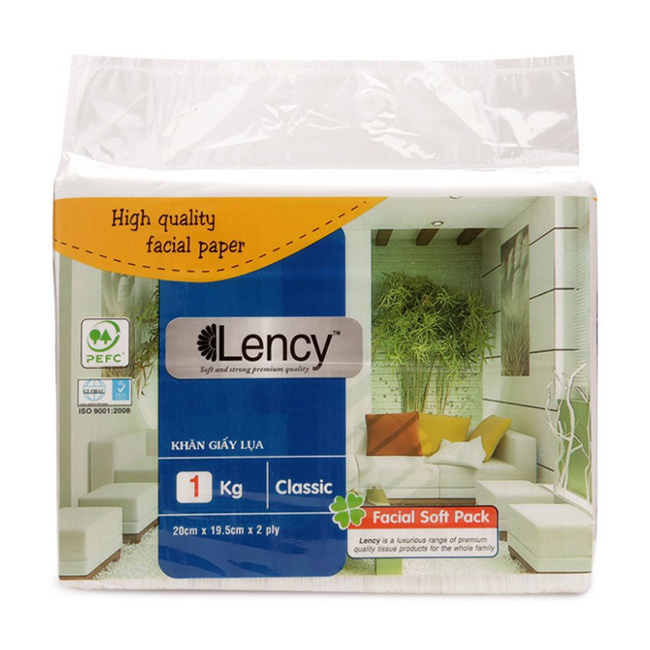 LỐC  04 TÚI KHĂN GIẤY LENCY LỤA 2 LỚP ( 1 KG/ TÚI)