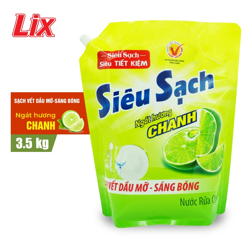 Túi nước rửa chén Lix siêu sạch hương chanh 3.5kg N4301