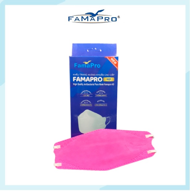 Khẩu trang y tế kháng khuẩn cao cấp Famapro 4D - 98% Lọc Khuẩn, Bụi, Virus