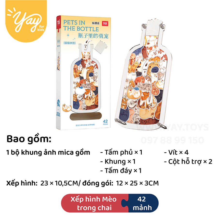 Bộ Xếp Hình 3D Mẫu Mèo Trong Chai