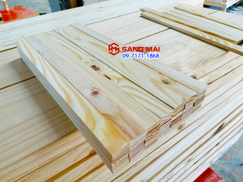 Thanh gỗ thông dày 1cm x 3cm x dài 50cm + láng mịn 4 mặt