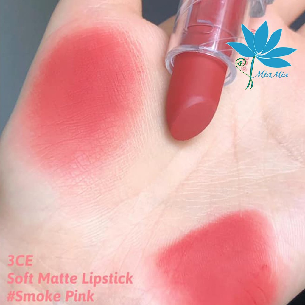 Son Thỏi Lì 3CE Soft Matte Lipstick Smoke Pink Màu Hồng San Hô Vỏ Trong Suốt Bền Màu [CAM KẾT NHẬP KHẨU CHÍNH HÃNG]