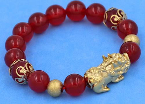 Chuỗi tay Thạch Anh Đỏ 10 ly mix Tỳ Hưu inox VTAOTHTRHKHB10 - hợp mệnh Hỏa, mệnh Thổ