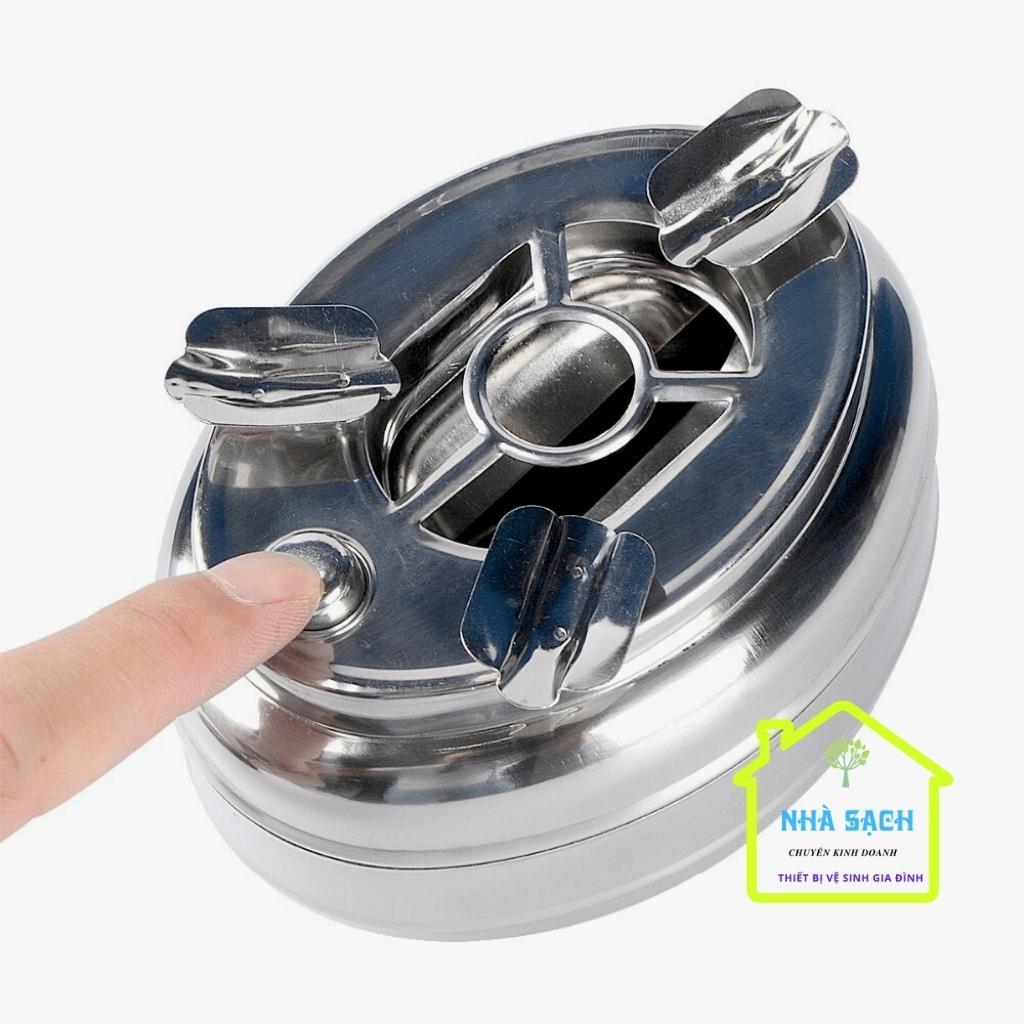 Gạt Tàn Thuốc Inox Sáng Bóng Có Nút Đóng Mở Tiện Dụng