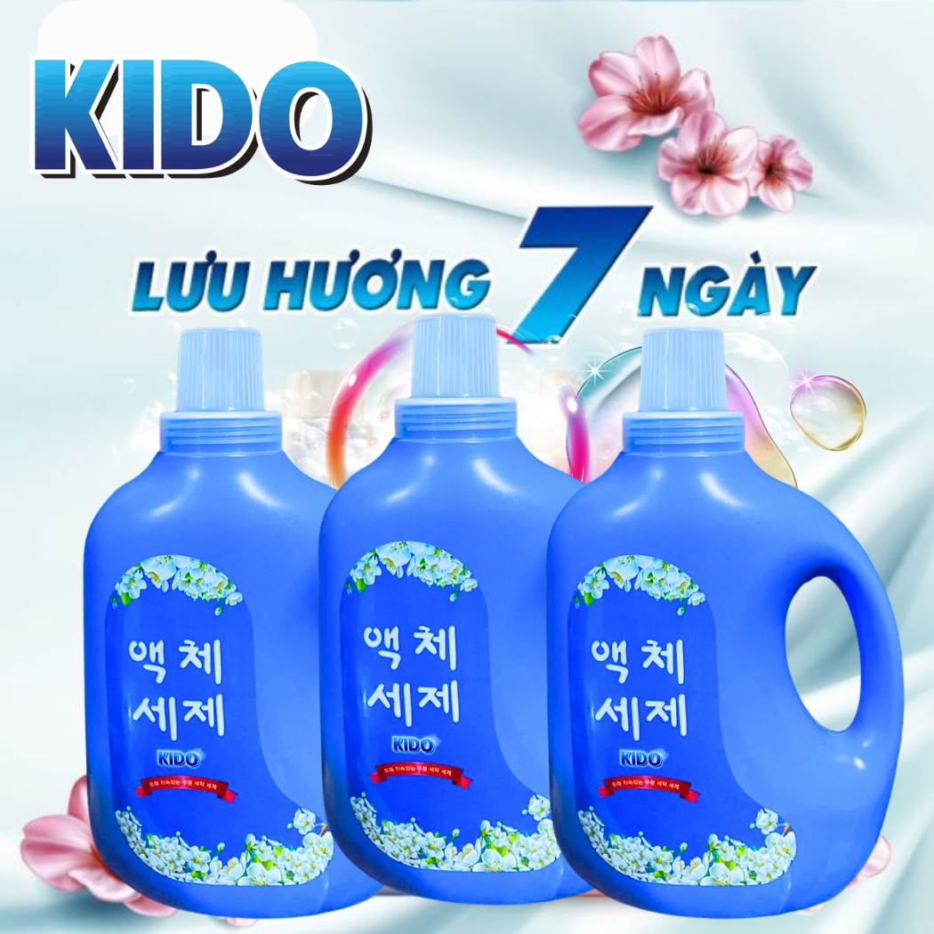 Nước Giặt KIDO Cao Cấp Công nghệ Hàn Quốc Lưu Hương Thơm dễ chịu - 2L