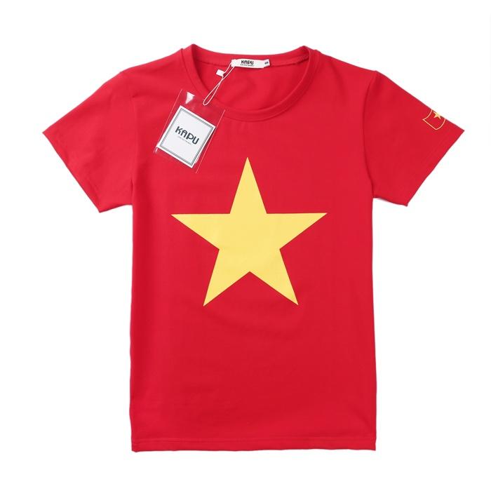 Áo cờ đỏ sao vàng Việt Nam chất cotton 100% mềm mỏng co giãn 4 chiều thấm hút mồ hôi
