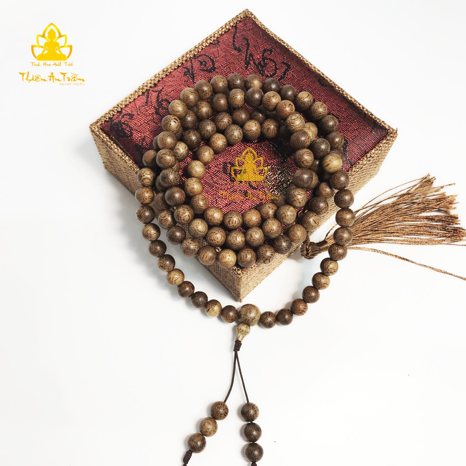 Chuỗi trầm hương 108 hạt - chuỗi trầm hương tốc tự nhiên cao cấp tài lộc hanh thông - Size 8mm