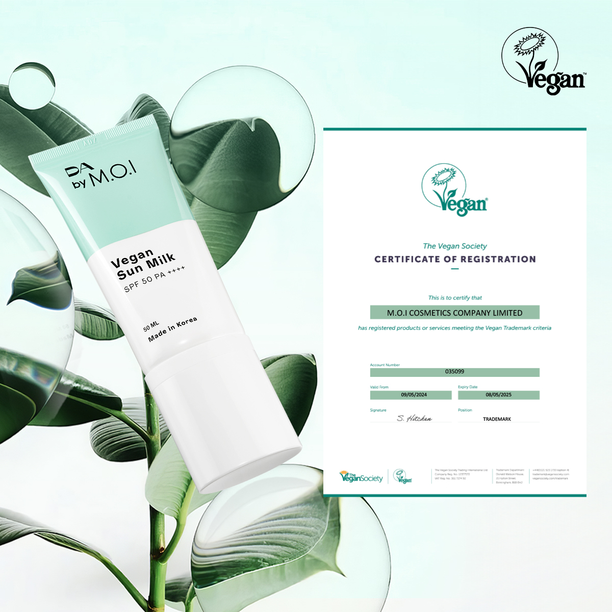 Kem chống nắng thuần chay DA by MOI Vegan Sun Milk 50ml
