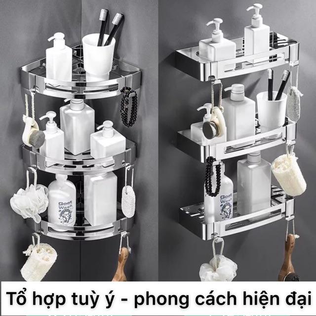Bộ kệ nhà tắm, kệ inox 304, kệ góc, giá treo khăn tắm, móc treo, kệ dán tường, hiện đại