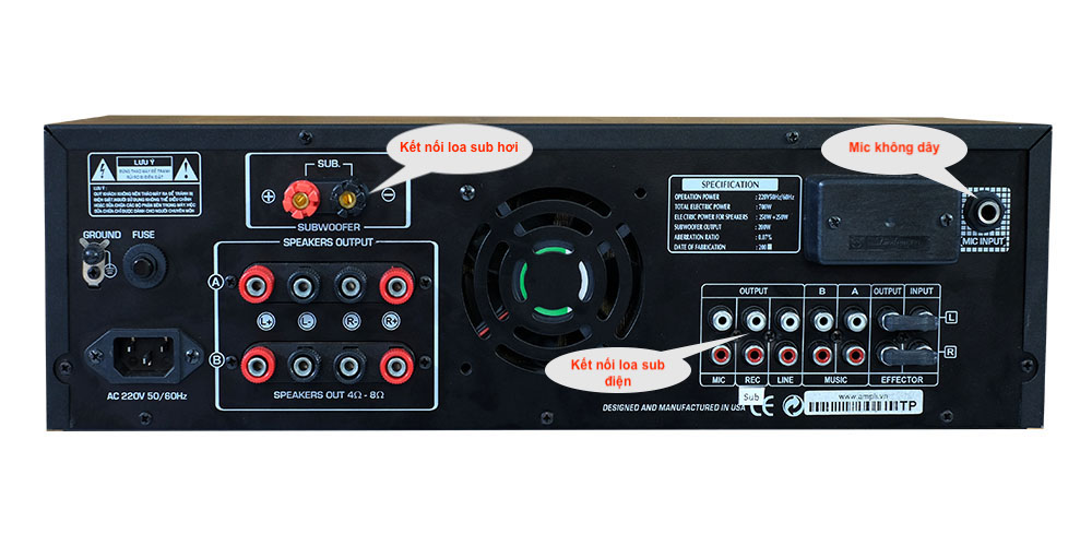 Ampli Karaoke 1260Blu Bluetooth Chống hú Echo Digital và Reverb Sub  Hàng chính hãng