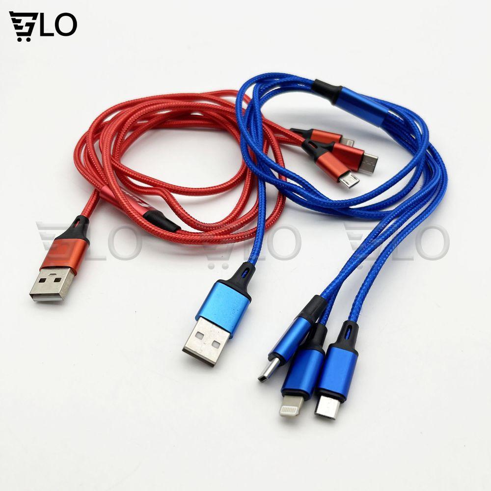 Cáp Sạc 3 Đầu ,Type C,Micro USB Dây Dù Chống Đứt Dài 1m