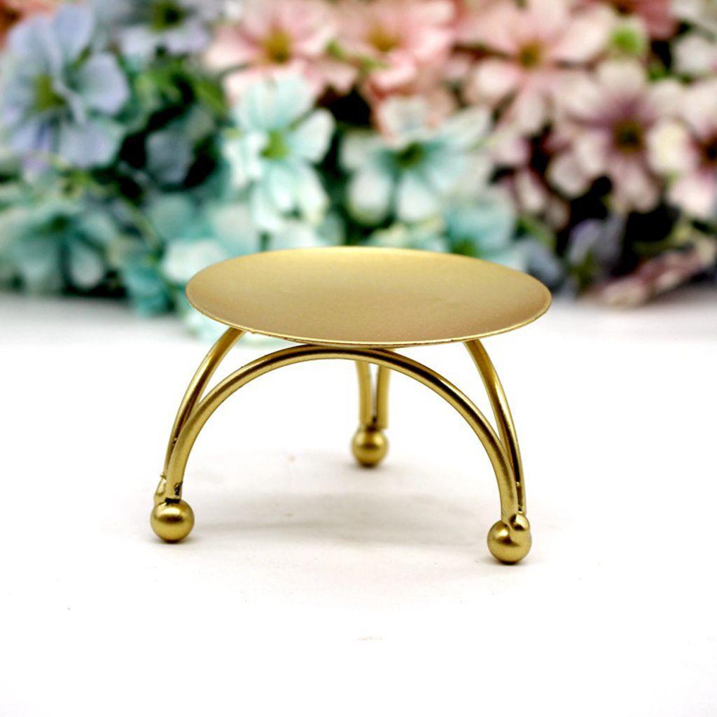 7-40pack Gold Plate Candle Holder Decorative Iron Pillar Candle Plate Pedestal