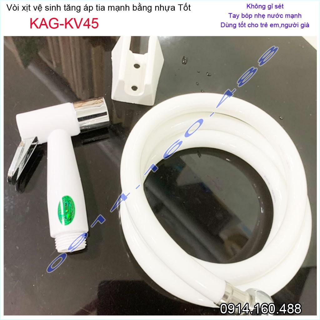 Vòi xịt vệ sinh nhà tắm KAG-KV45 vòi xịt bồn cầu màu trắng tia nước mạnh sử dụng tốt siêu bền