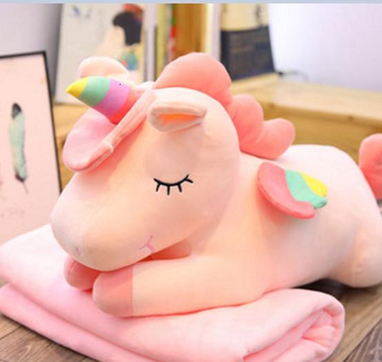 Gối ngủ văn phòng hình kì lân unicorn có cánh kèm chăn, 3 in 1 (gối, chăn, tựa lưng) gối 55x30x20cm +chăn 1mx1m7