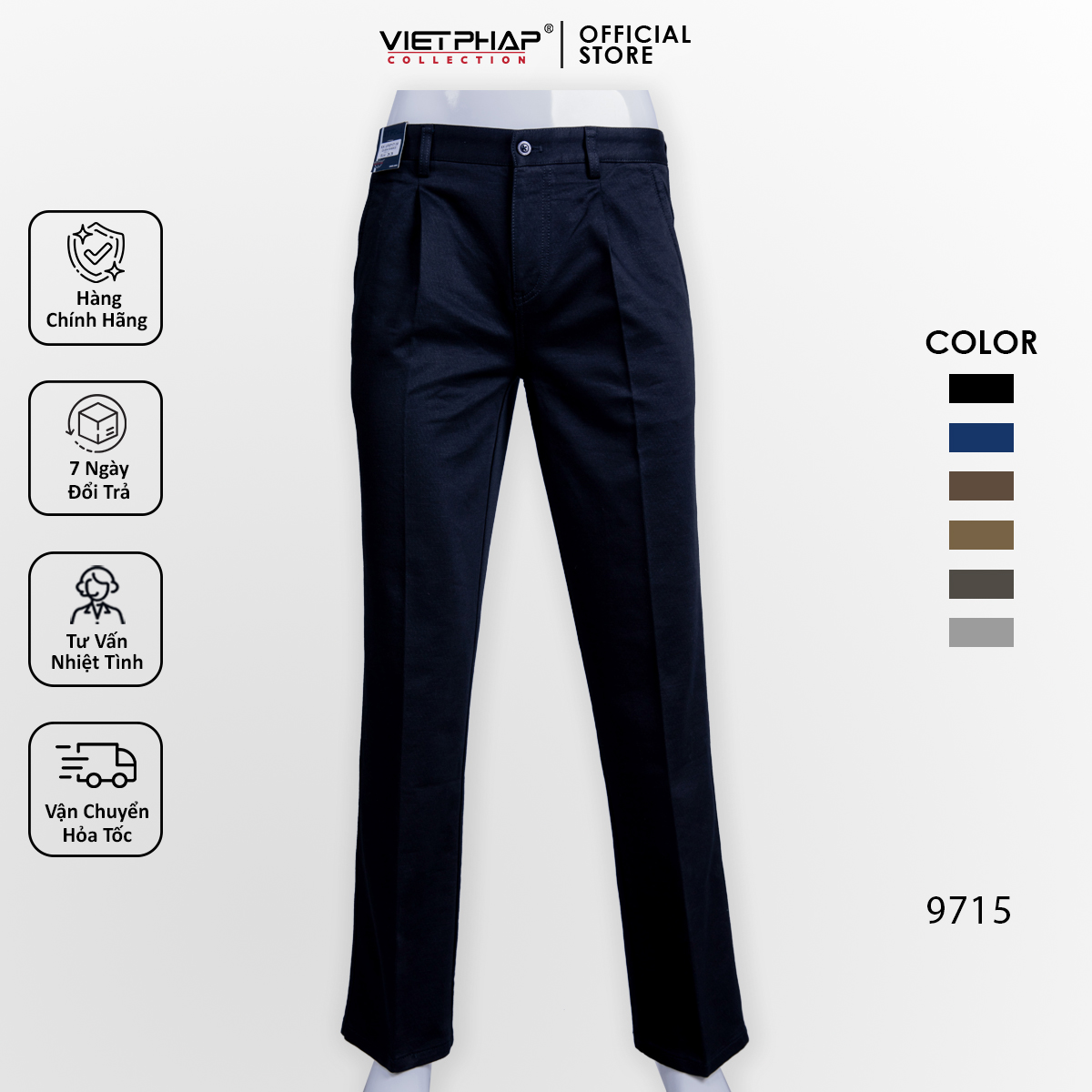 (BIG SALE) Quần Kaki Nam VIỆT PHÁP Form Classic Có Ly Chất liệu Cao Cấp Chống Nhăn, Độ Bền Cao 9715