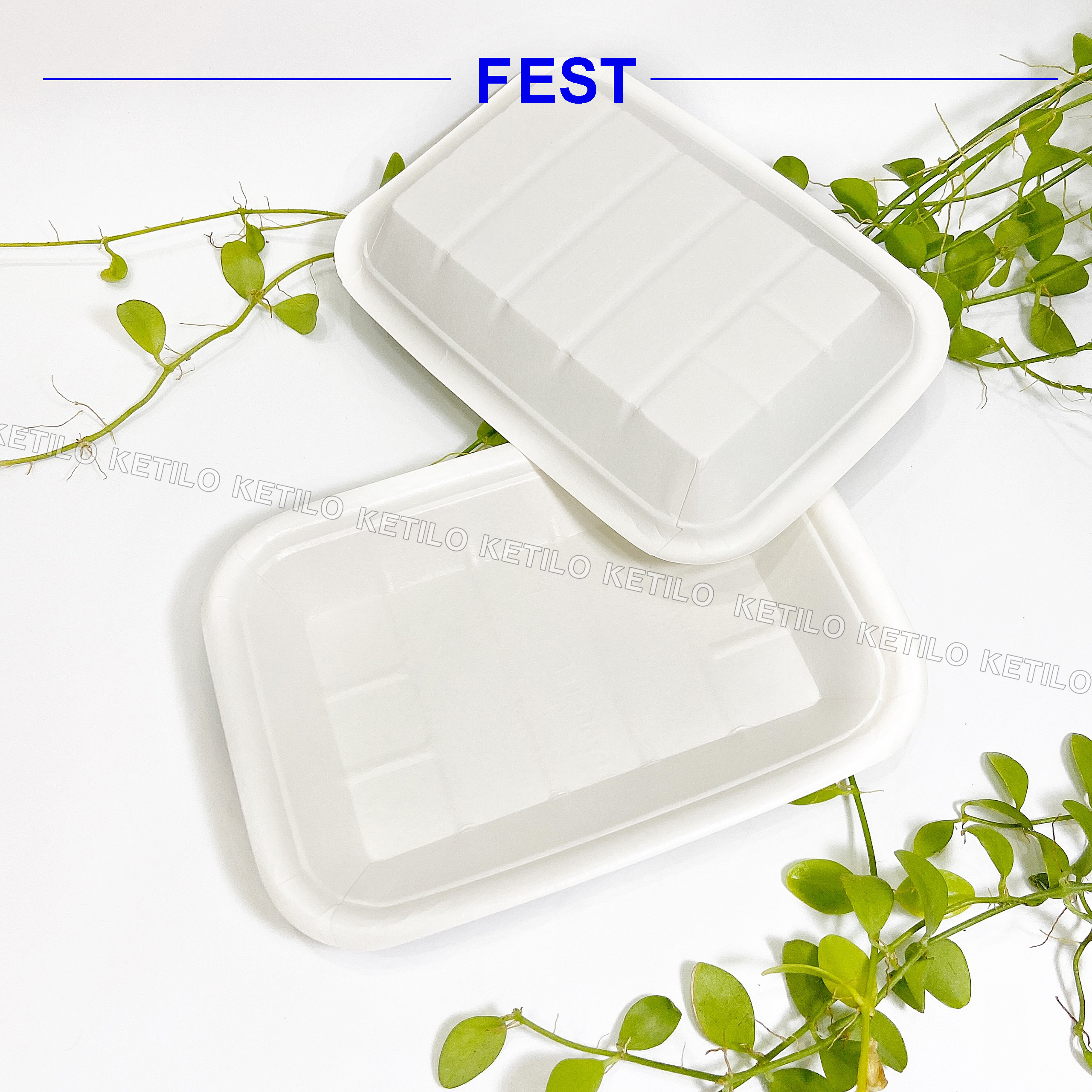 Combo 50 Khay(Dĩa) Giấy FEST CHOICE FOOD TRAY 5.8 Inches THÁI LAN Hàng Nhập Khẩu Cao Cấp, Giấy Nguyên Chất, Sử Dụng Tốt Với Thức Ăn Nóng - CHÍNH HÃNG F017 ( Tặng Móc Khóa KETILO)