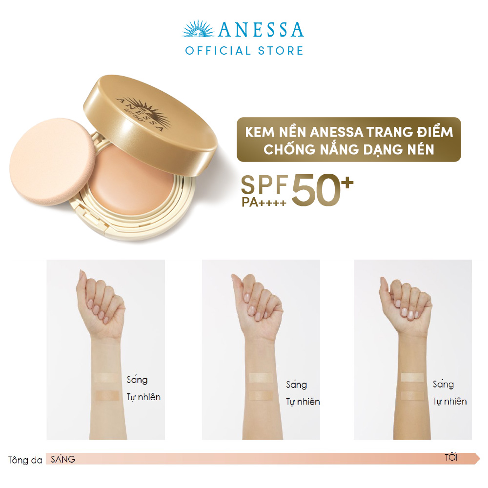 Kem nền trang điểm chống nắng dưỡng da dạng nén tông tự nhiên Anessa SPF50+ PA+++ 10g