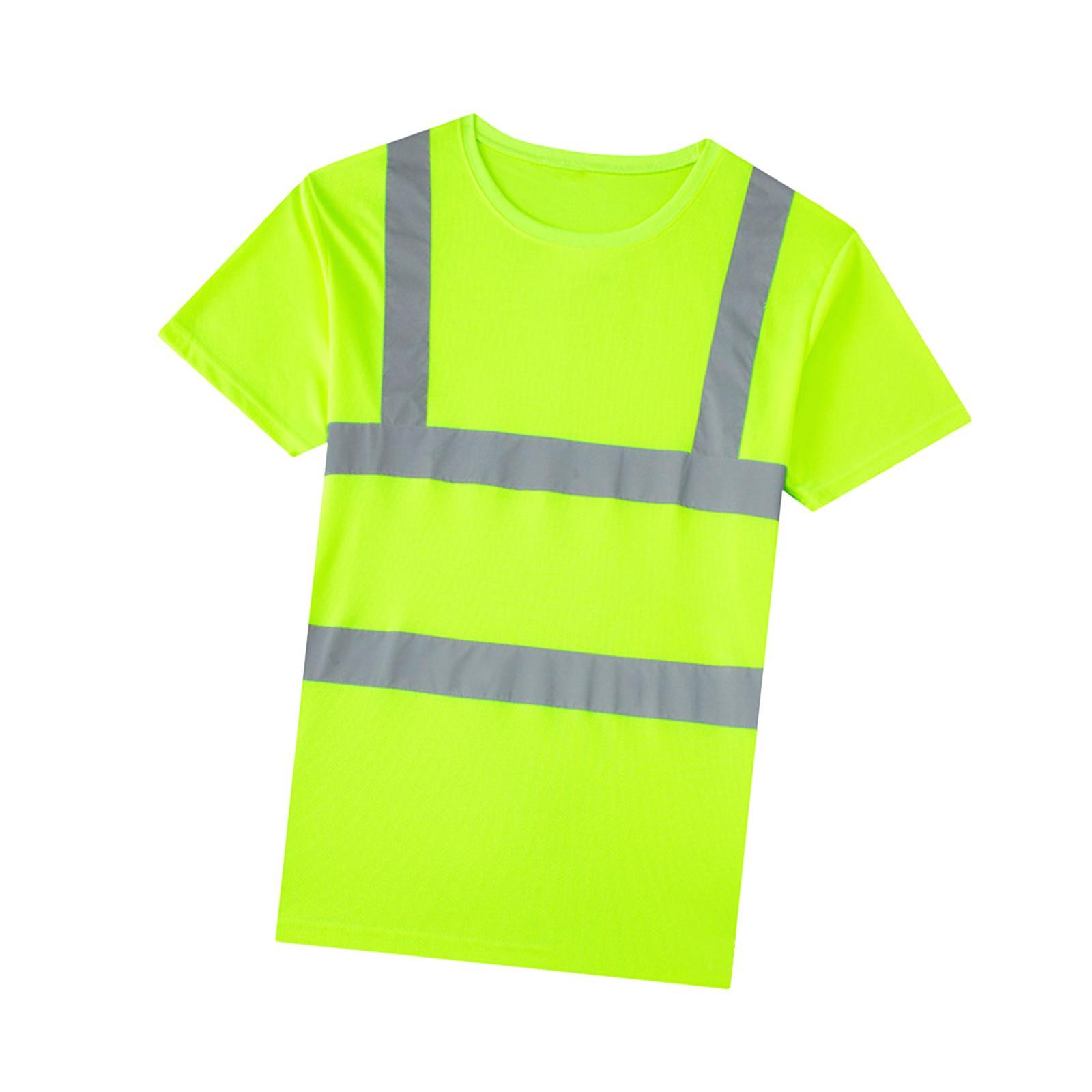 High Visibility Short Sleeve Construction Shirt Quick Drying High Visibility Reflective Shirts for Night Work Cycling Firefighter Women