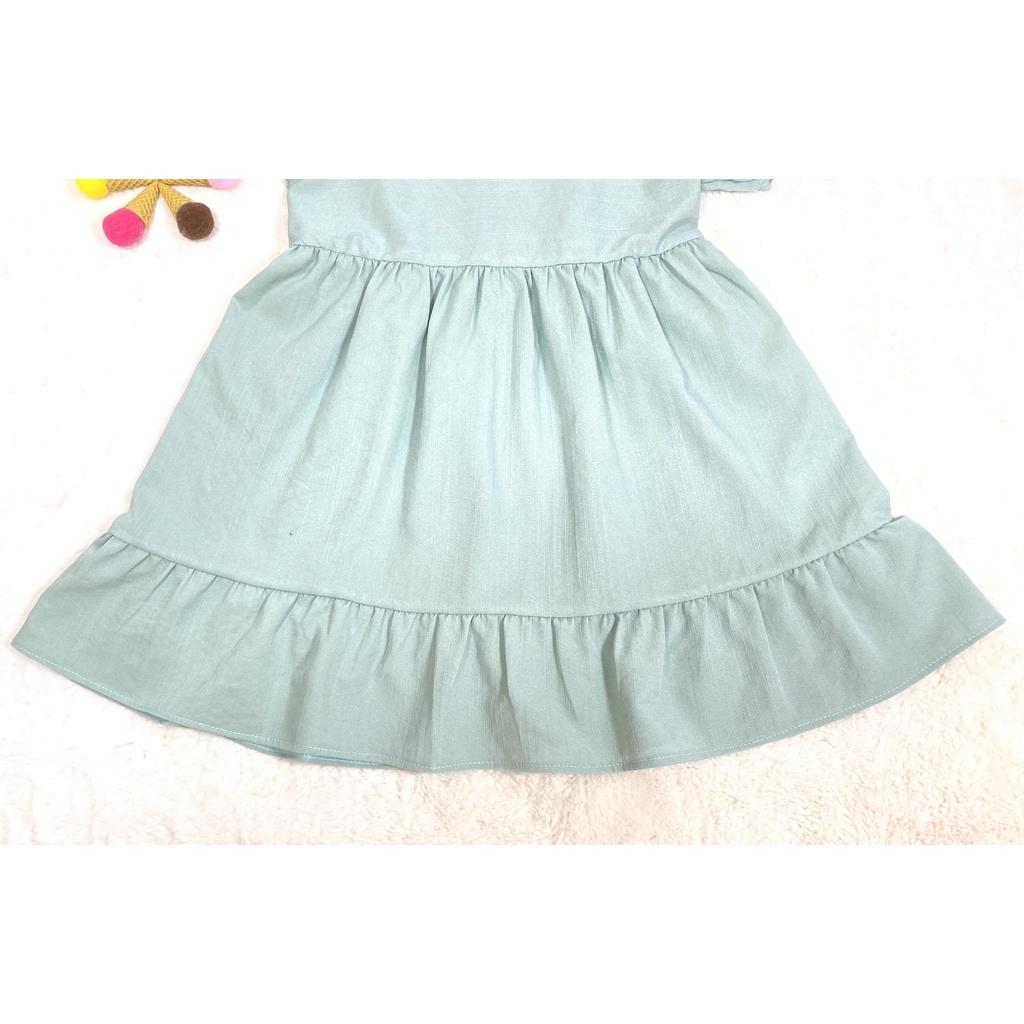 Đầm bé gái,váy trẻ em vải Linen cao cấp cổ sen phối ren siêu yêu ,BITIKIDS size 1 đến 8 tuổi