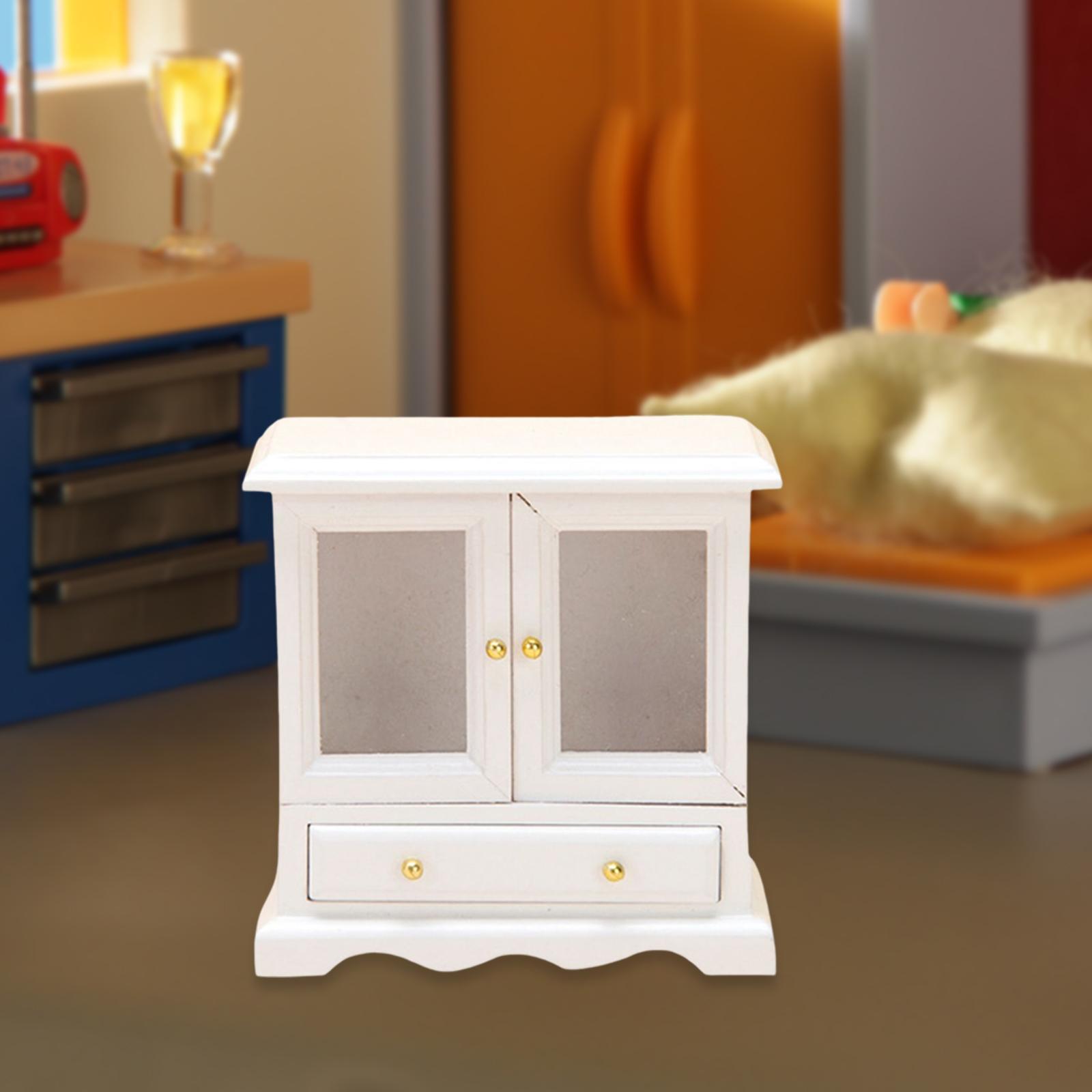 1/12 Scale Dollhouse Cupboard Cabinet Shelf Wood Model for Kitchen