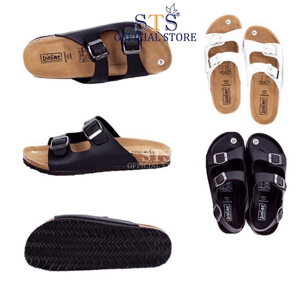 Dép sandal quai ngang nam nữ Birken đế trấu Da PU cao cấp xuất khẩu STPU01 nhiều màu