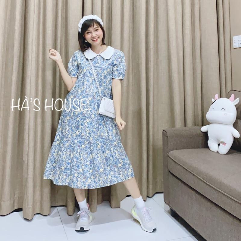 Đầm babydoll hoa xanh dễ thương