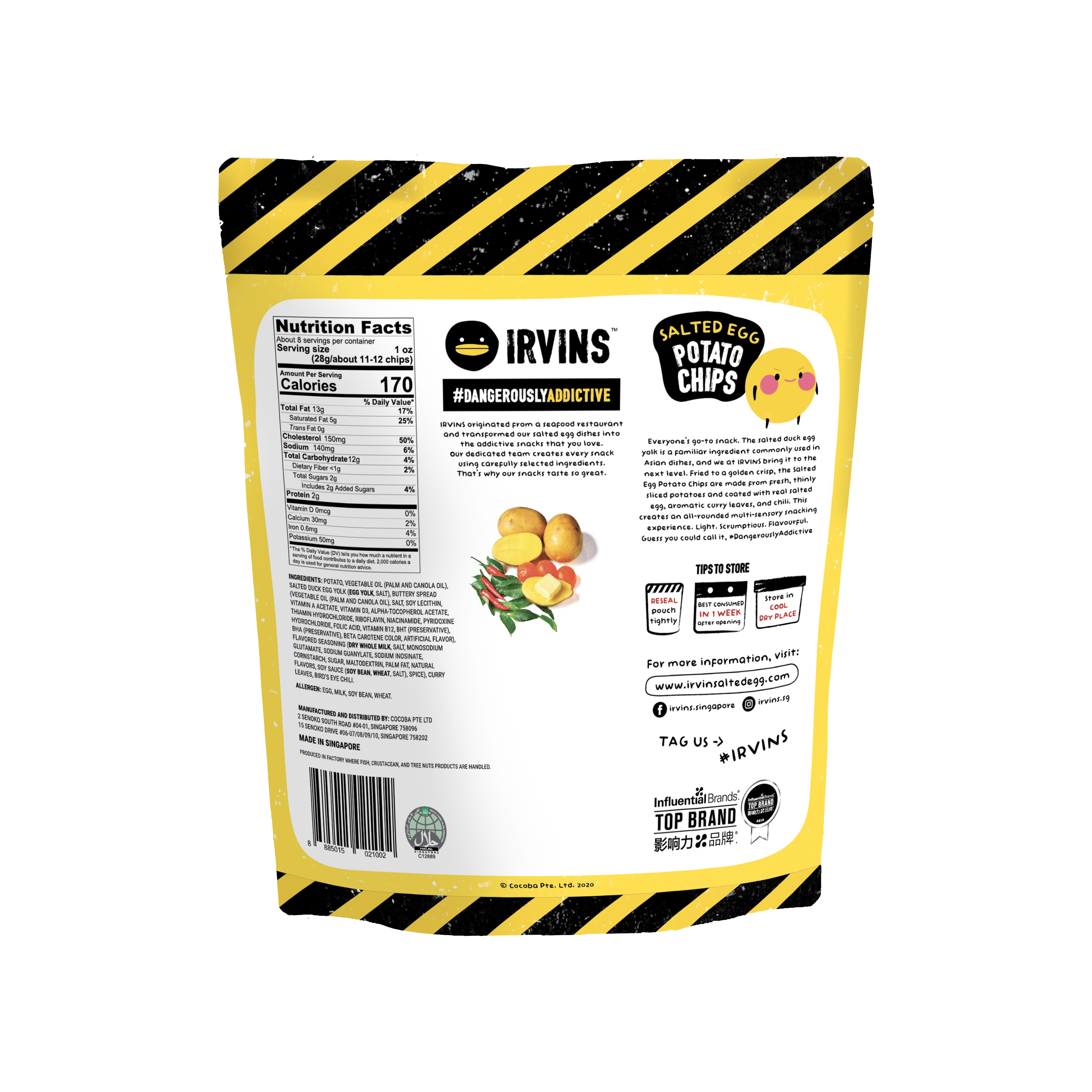 Khoai tây trứng muối 230g IRVINS - Big Salted Egg Potato Chips