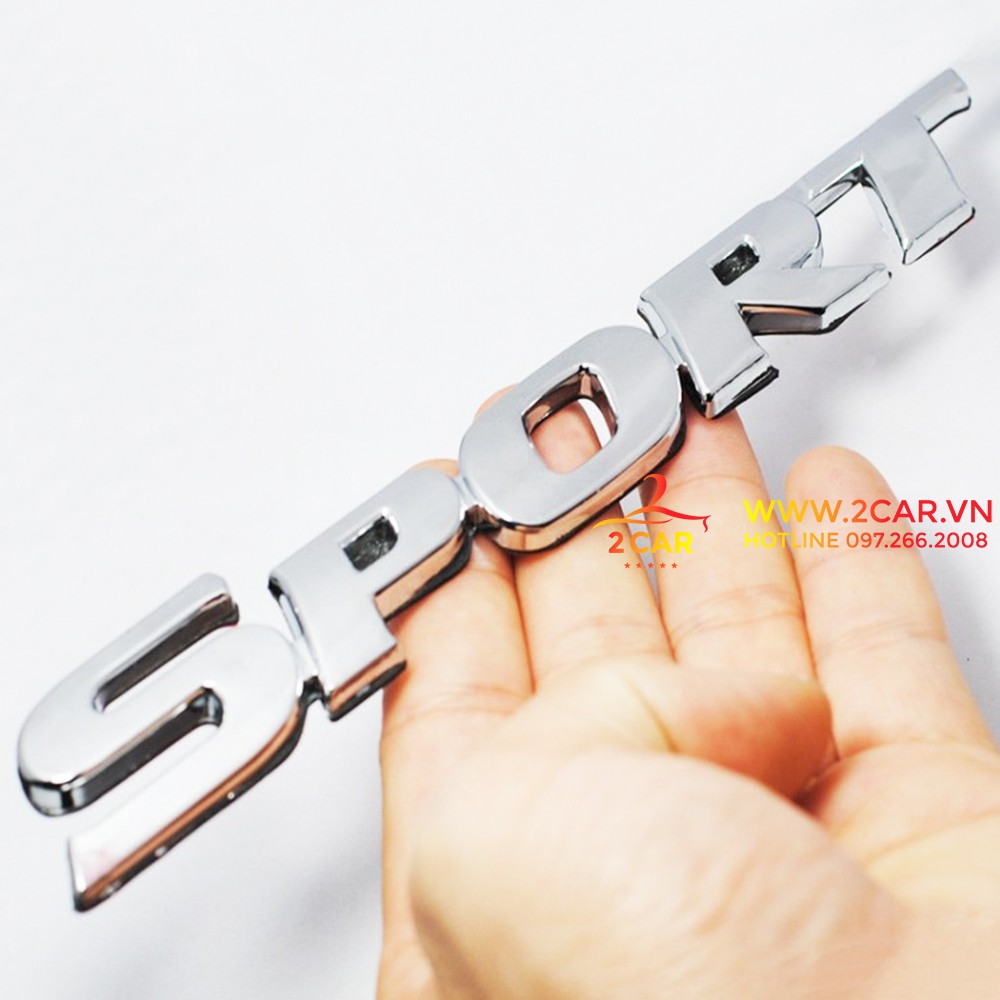 Chữ nổi SPORT dán xe ô tô - Mẫu chữ màu trắng