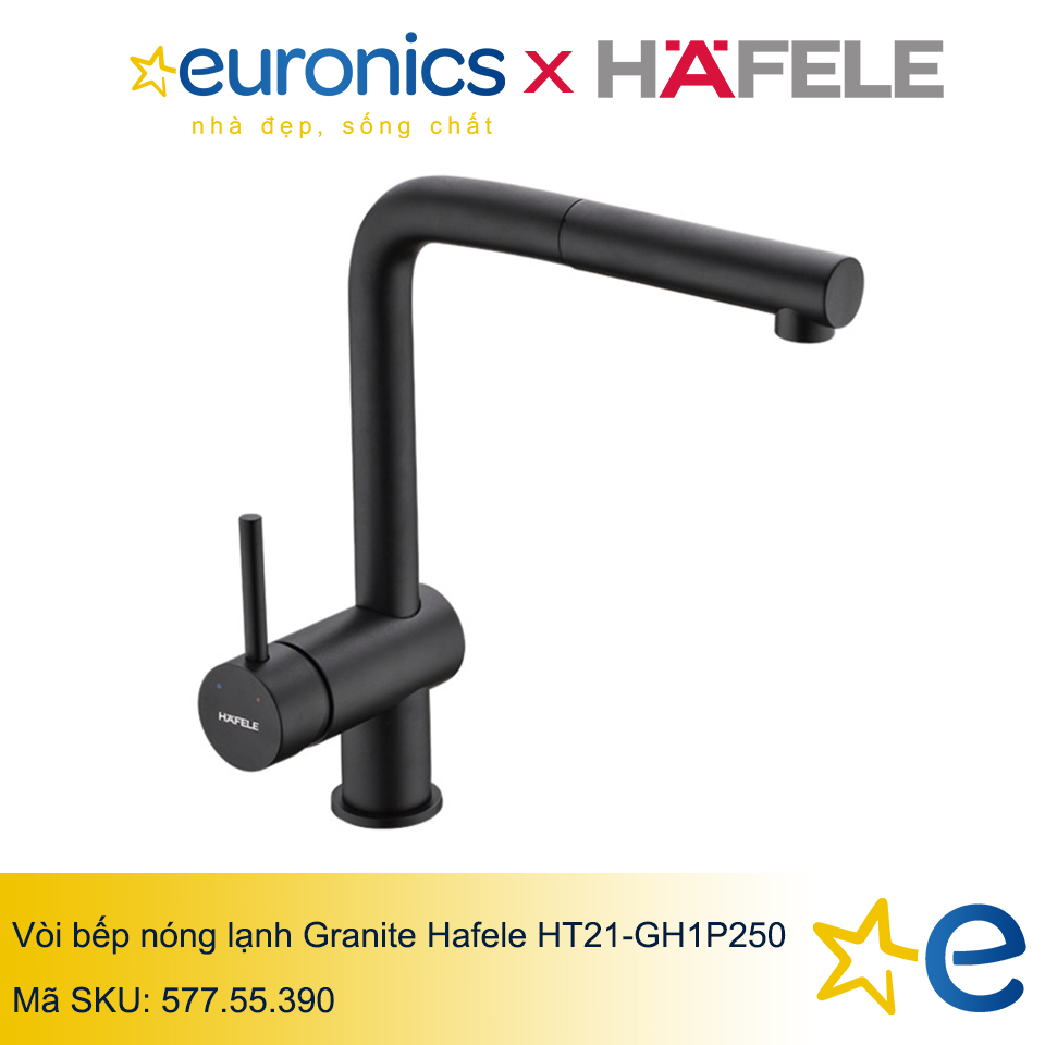 VÒI BẾP NÓNG LẠNH HAFELE GRANITE HT21-GH1P250 MÀU ĐEN/577.55.390 - HÀNG CHÍNH HÃNG