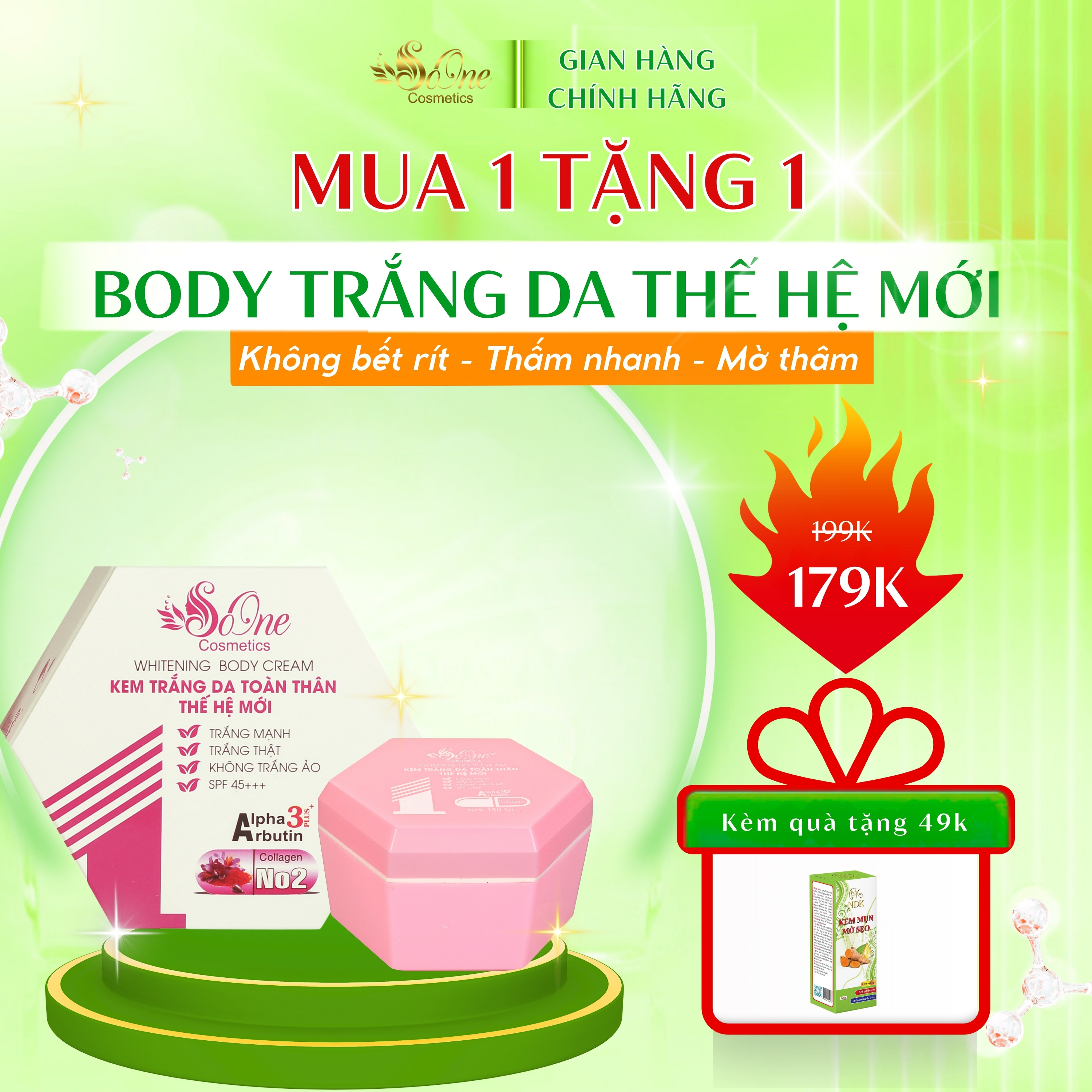 Kem Body SoOne Dưỡng Trắng Da Toàn Thân Thế Hệ Mới Hộp Màu Hồng - 150ml