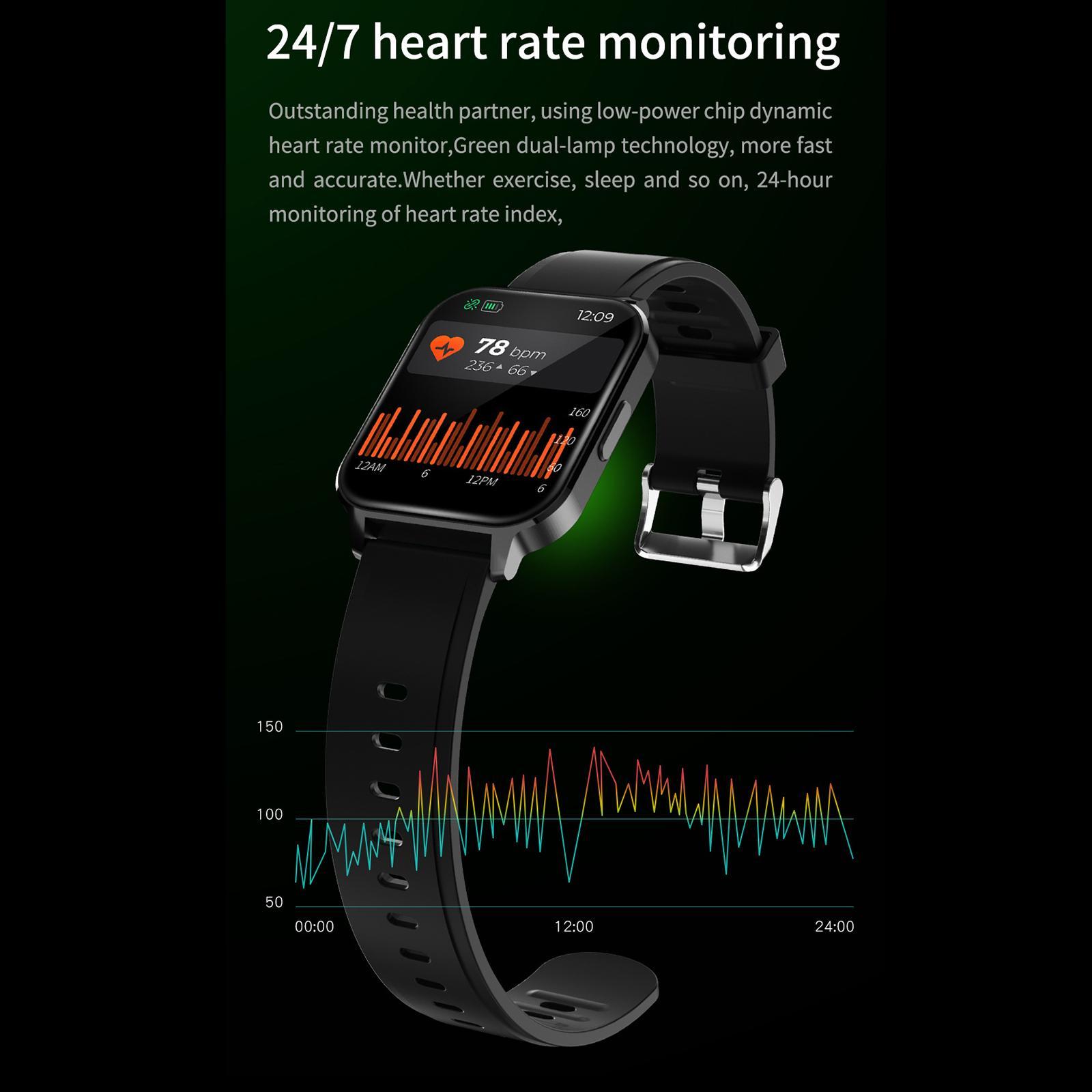 Smart Digital Smartwatch Heart Rate Monitor IP68 Waterproof Fitness Black