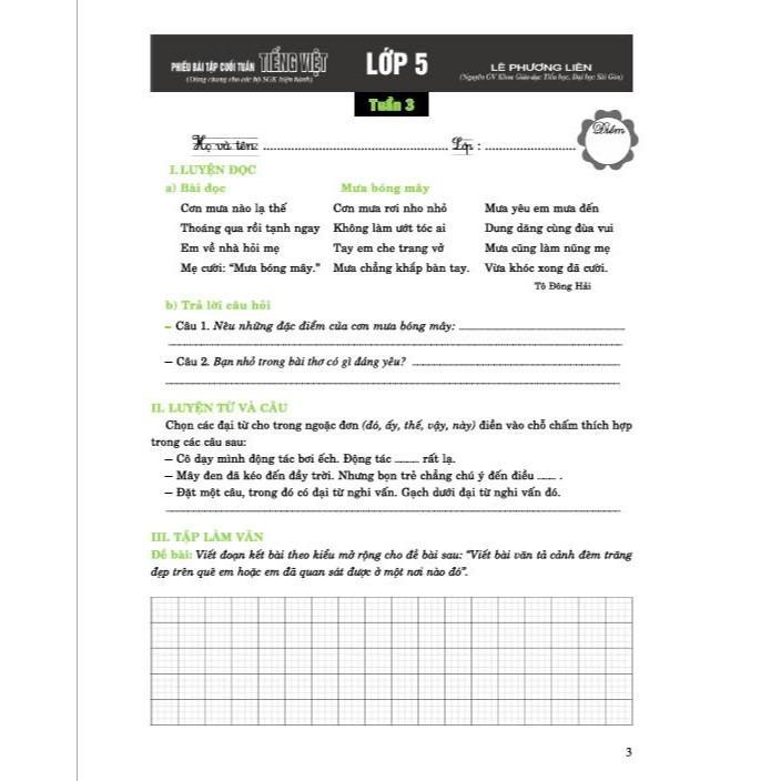 Sách - Phiếu Bài Tập Cuối Tuần Tiếng Việt Lớp 5 - Dùng Chung Cho Các Bộ SGK Hiện Hành - Hồng Ân