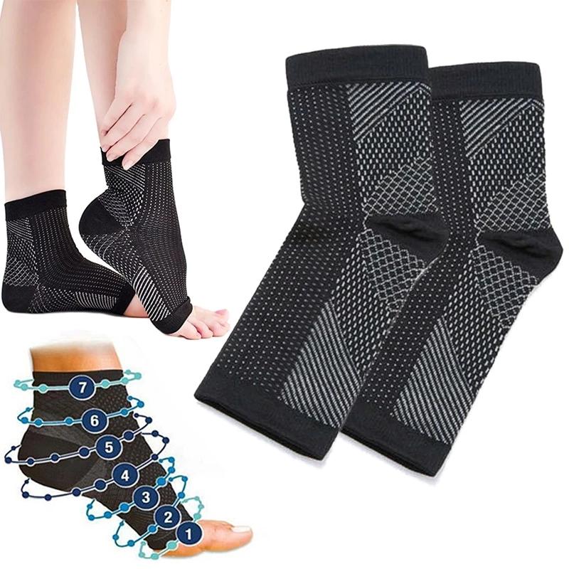 Chân thiên thần chống mệt mỏi nén chân tay hỗ trợ chạy bộ chu kỳ bóng rổ thể thao bóng rổ nam ngoài trời nam mắt cá chân Color: Black 1Pair Size: L-XL