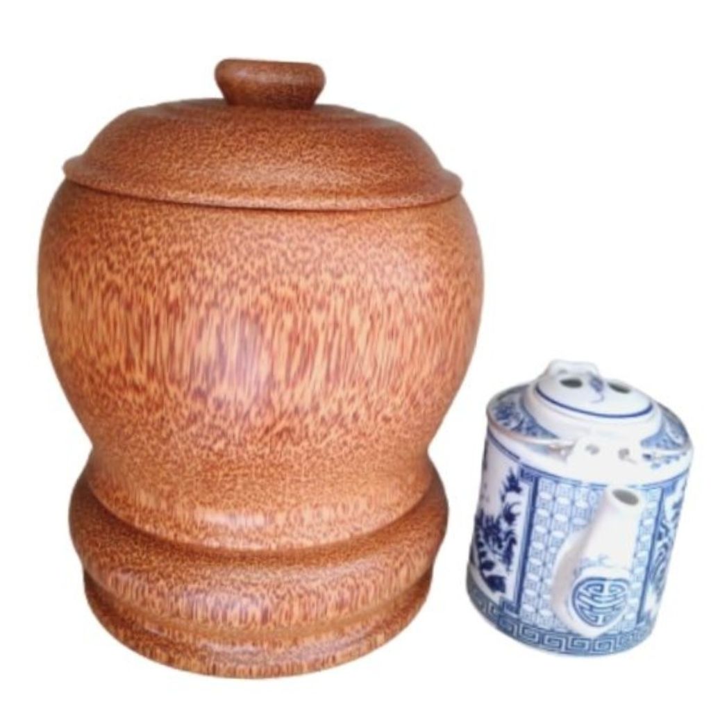 Bình Giữ Ấm Trà Gỗ Dừa Nguyên Khối Và Bình Trà 800 - 950ml - Sản Phẩm Được Sản Xuất Tại Bến Tre