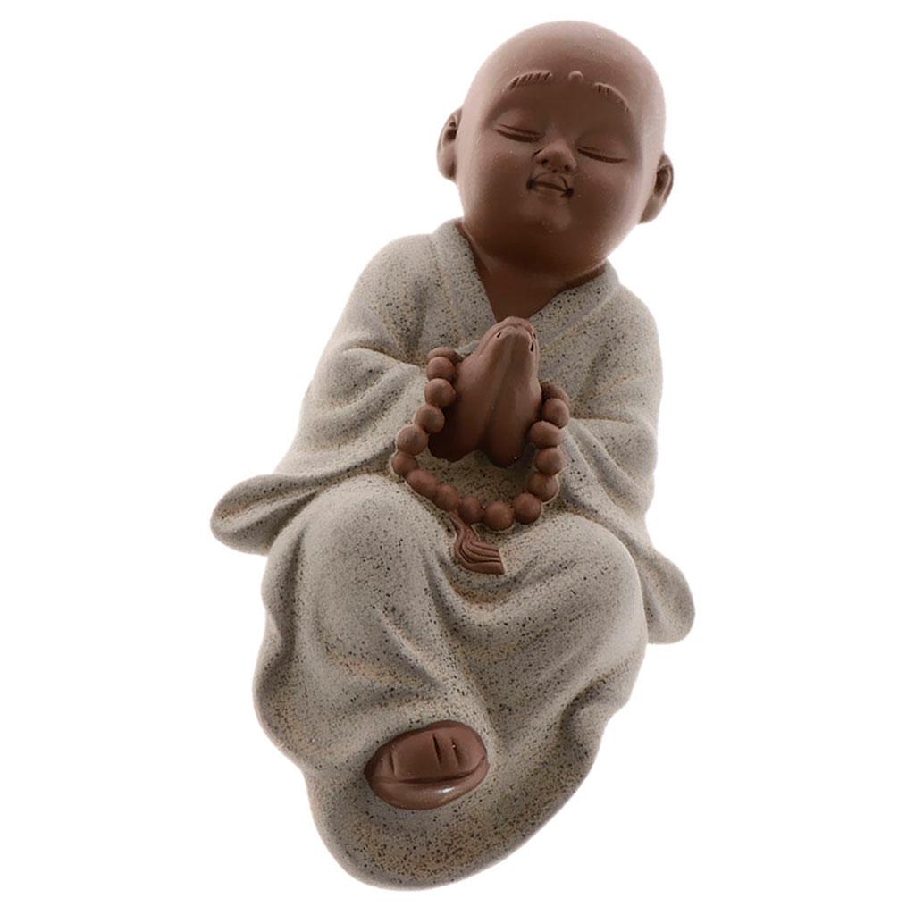 Ceramic Small Buddha Statue kung fu Monk Figurine Tea pet Ornament Style1