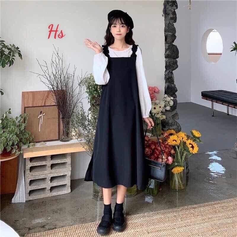 Sét yếm váy nhung xẻ tà HS6
