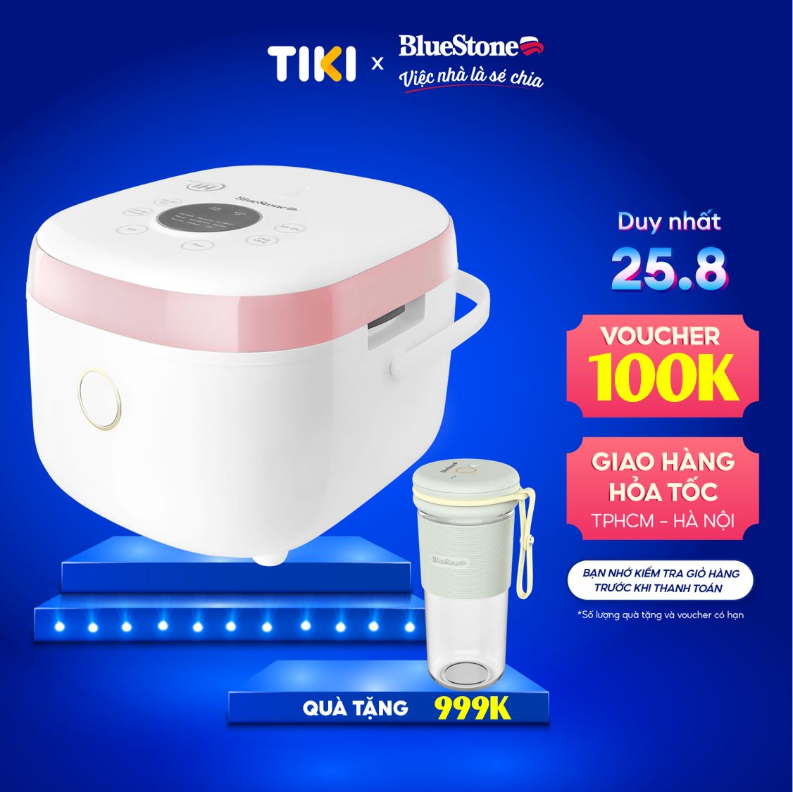 Nồi Cơm Điện Tử Cao Tần BlueStone RCB-5960 - 1,5 lít - 1200W - Bảo hành 2 năm - Hàng chính hãng