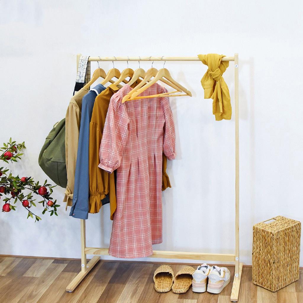 Giá treo quần áo gỗ thông [BH 12 tháng] , decor phòn kích thước 123x86x44cm, giá phơi quần áo thanh đơn , Uy tín tại Saikou