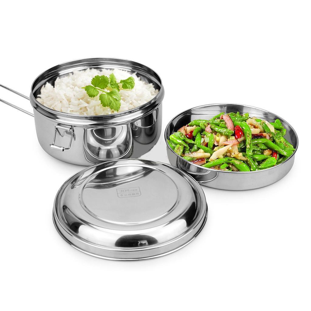 2x Stainless Steel Lunch Box Portable Small Fruit Container Travel Camping