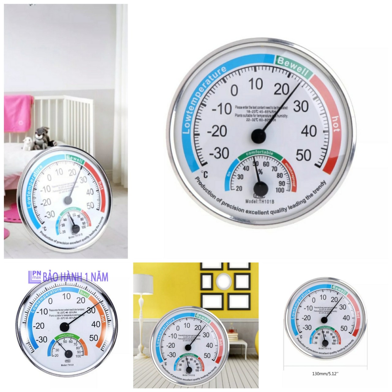 Đồng hồ Nhiệt kế đo nhiệt độ và độ ẩm 2in1 trong nhà ngoài trời loại tốt mẫu mới