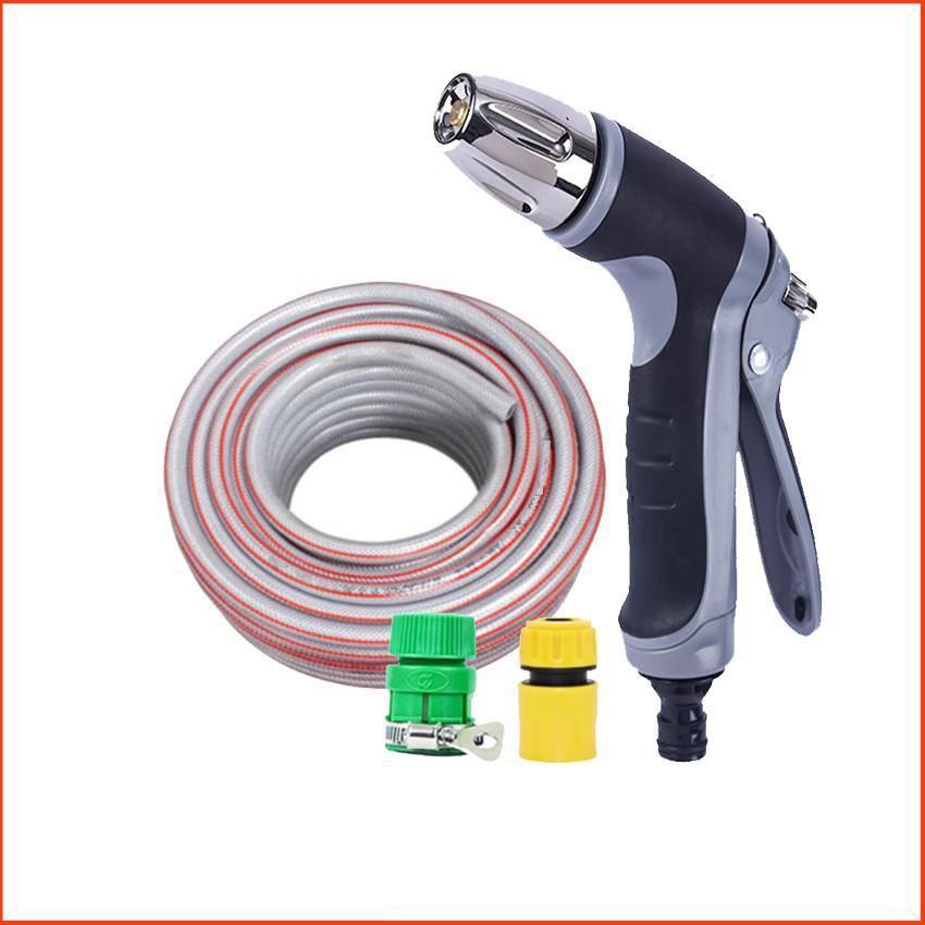Bộ dây vòi xịt nước rửa xe, tưới cây,tăng áp 3 lần cút nhựa nối nhựa vàng loại 3-5m 206817