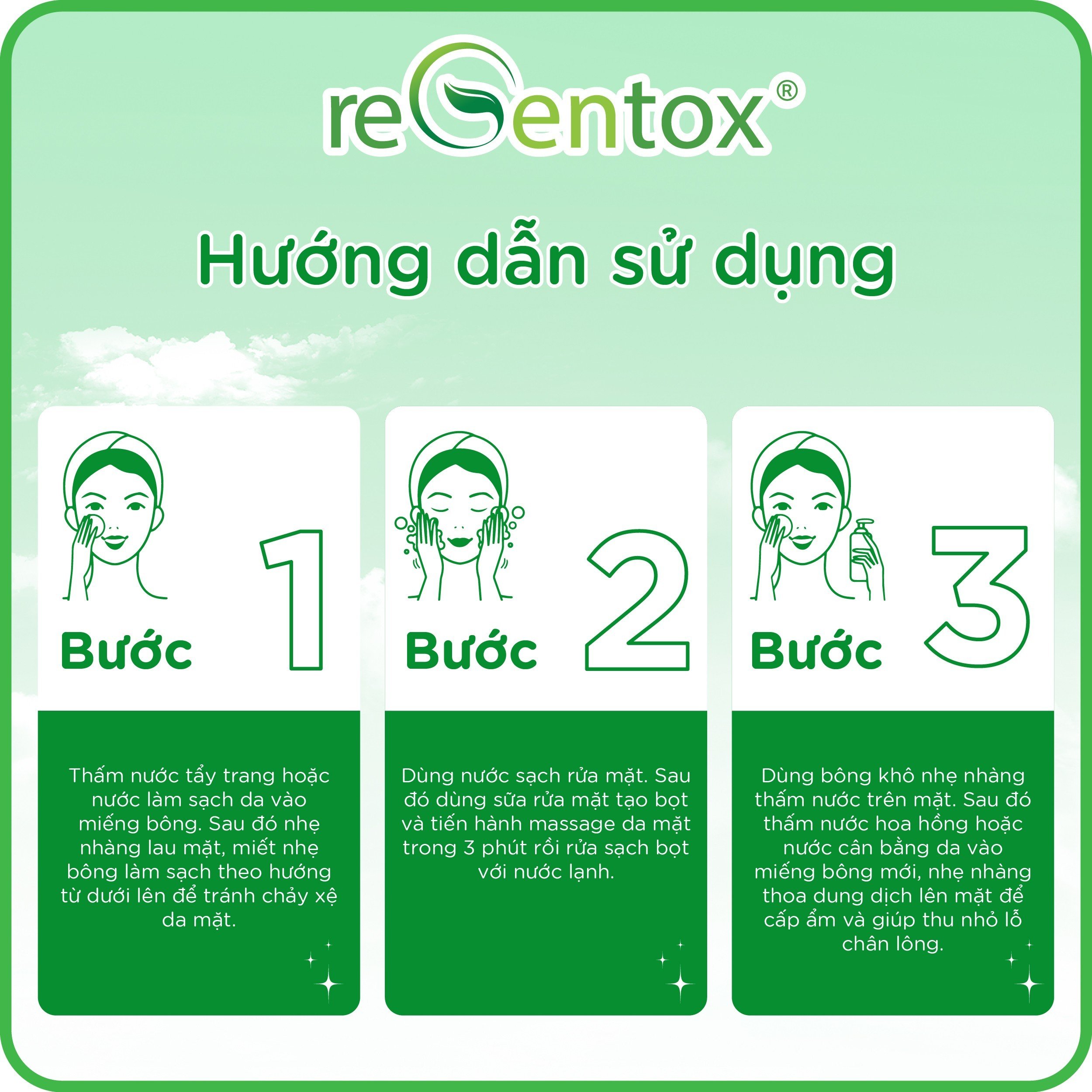 Bông tẩy trang Regentox gói 120 miếng.