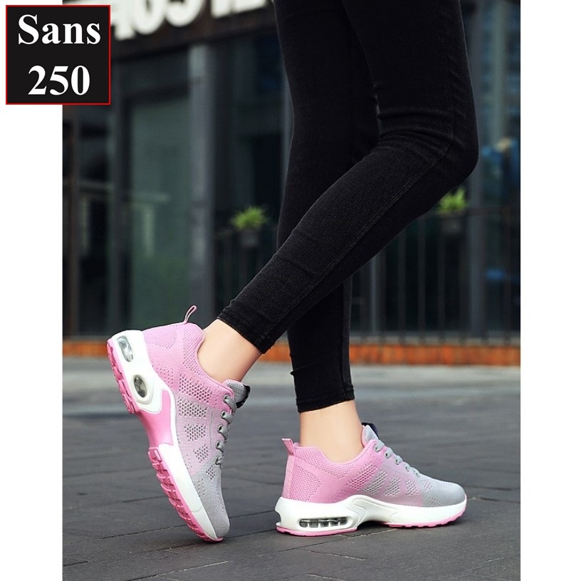 Giày thể thao nữ sneaker Sans250 chất vải thoáng mát đệm khí êm chân màu đen hồng tím size lớn bigsize 40 41 42 cổ thấp