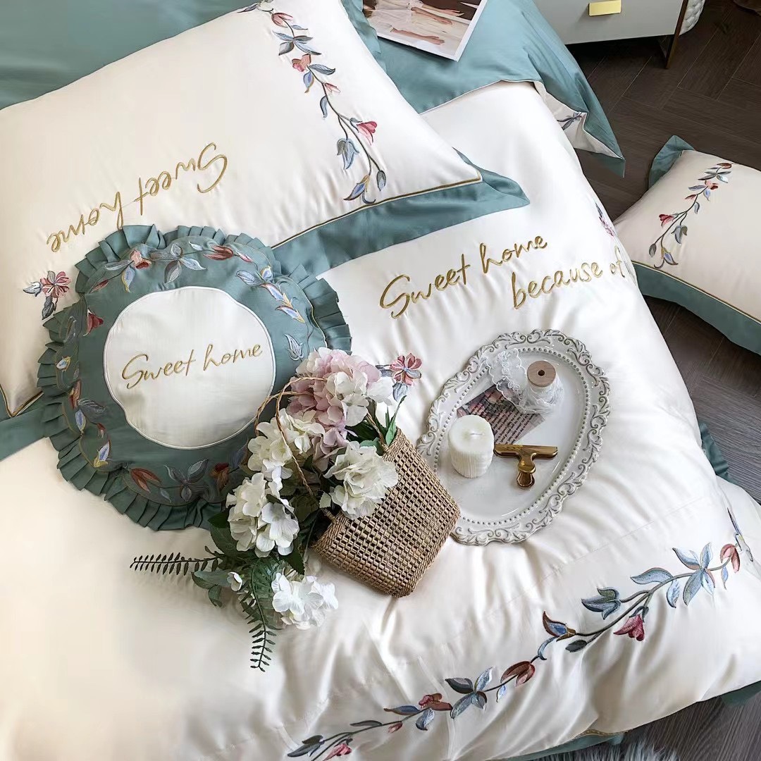 Set lụa 7 món sang trọng LYG mềm mịn tặng 02 ruột gối bông Micro cao cấp