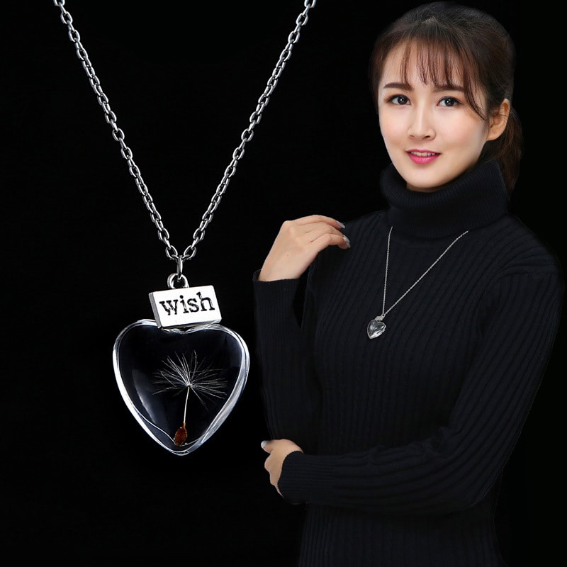 Vòng Cổ Dây Chuyền Mặt Thủy Tinh Hoa Bồ Công Anh