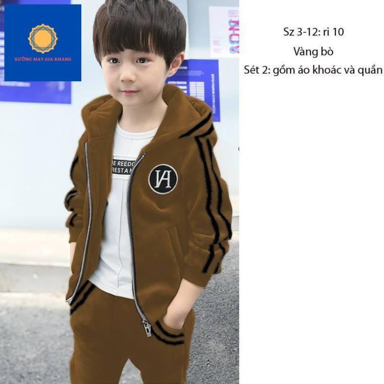 Đồ bộ quần áo khoác cho bé trai, bé gái dài tay chất da cá - Quần áo trẻ em - GiaKhang