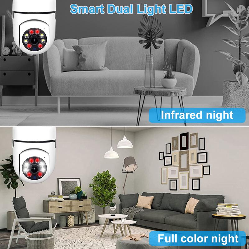 Camera Giám Sát PTZ Wifi Bóng Đèn 1080P Camera IP Toàn Cảnh Nhìn Xuyên Đêm 360 Xem Bảo Vệ An Ninh Camera Quan Sát Đèn E27 Máy Quay Màu Sắc: Camera Bóng Đèn